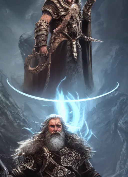 Prompt: odin ultra detailed fantasy, elden ring, realistic, dnd character portrait, full body, dnd, rpg, lotr game design fanart by concept art, behance hd, artstation, deviantart, global illumination radiating a glowing aura global illumination ray tracing hdr render in unreal engine 5