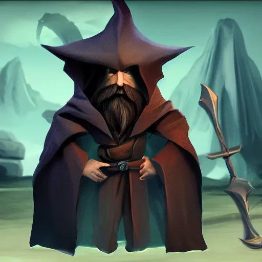 Prompt: cute 2 d video game sprite character that looks like a dark wizard, tv still, 8 k