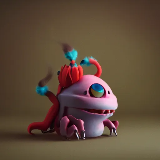 Image similar to autochrome photo of cute monster toy by Amanda Louise Spayd, realistic, octane render