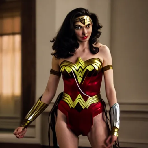 Image similar to Mr. Bean as Wonder woman, 4k, highly detailed