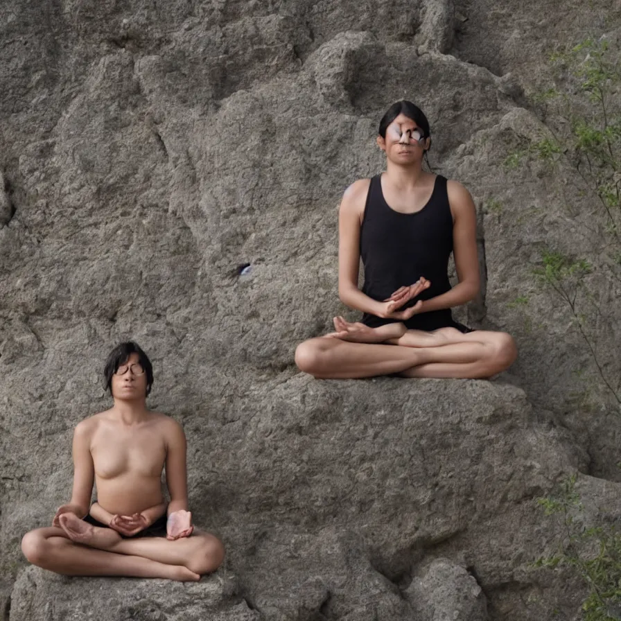 Prompt: face of a meditator, in deep meditation