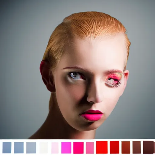 Image similar to medium format color portrait of a model with surreal style, studio lighting