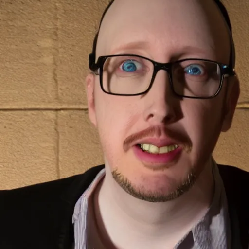 Image similar to Doug Walker Nostalgia Critic is god in heaven, dramatic lighting, photograph, bright