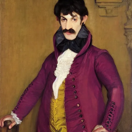 Prompt: waluigi as an 1 8 th century nobleman, painted by john everett millais