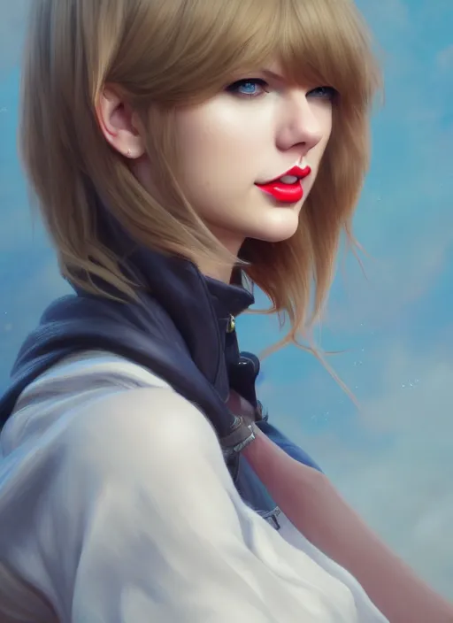 Image similar to taylor swift, evangelion, au naturel, hyper detailed, digital art, trending in artstation, cinematic lighting, studio quality, smooth render, frostbite 3 engine rendered, art style by klimt and nixeu and ian sprigger and wlop and krenz cushart