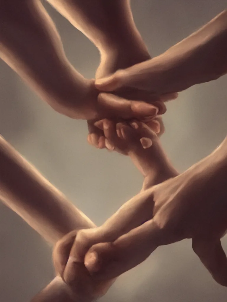 Image similar to holding hands, by disney concept artists, blunt borders, golden ratio, beautiful light