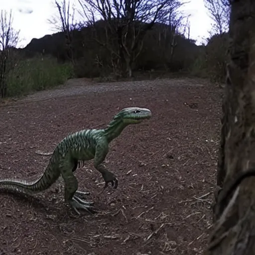 Image similar to a scary velociraptor caught on trailcam nightvision footage camera