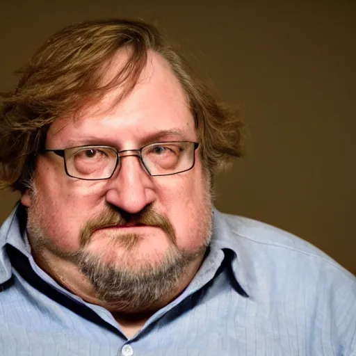 prompthunt: gabe newell in an interview, barefoot, toenails, sharp focus,  hyper realistic, sony 5 0 mm lens