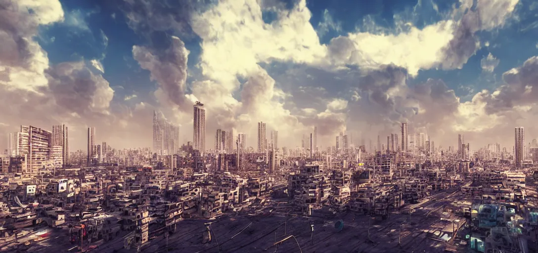 Image similar to tel aviv as an utopian cyberpunk city epic sky photography octane render hyper realistic detailed