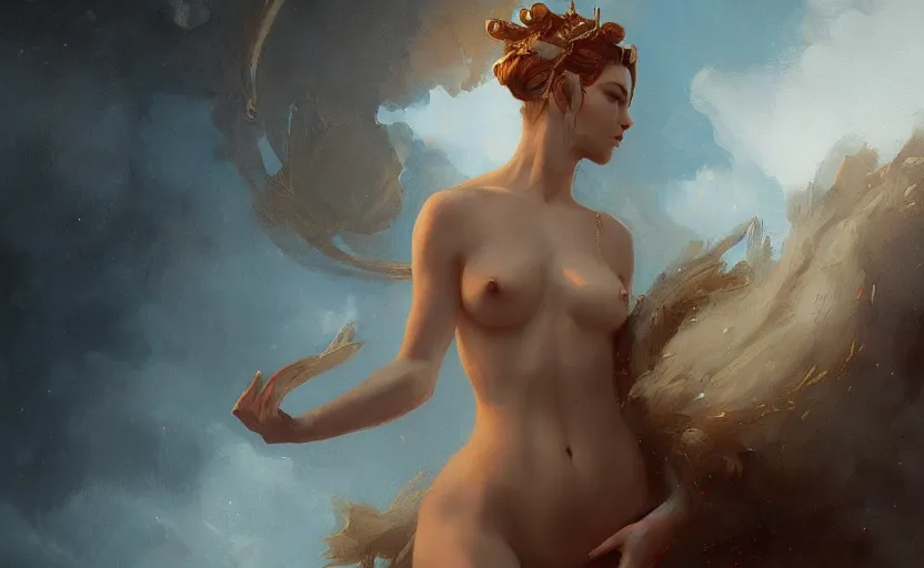 Image similar to a painting of the goddess venus trending on artstation in the style of greg rutkowski, sensuality, roman