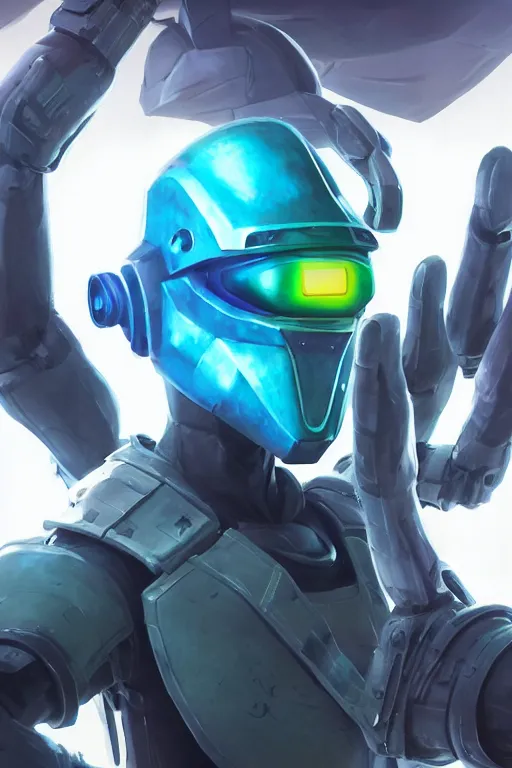 Image similar to epic mask helmet robot ninja portrait stylized as fornite style game design fanart by concept artist gervasio canda, behance hd by jesper ejsing, by rhads, makoto shinkai and lois van baarle, ilya kuvshinov, rossdraws global illumination radiating a glowing aura global illumination ray tracing hdr render in unreal engine 5