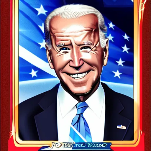 Prompt: joe biden as a yugioh card, award winning professional digital art