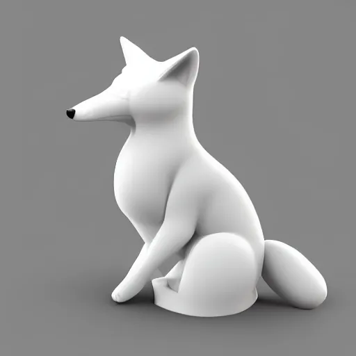 Image similar to an abstract, simplified icon depicting a fox, white background, elegant, award-winning, clever, render, blender, 3d