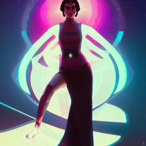 Image similar to Gal Gadot as Princess Leia, ambient lighting, 4k, alphonse mucha, lois van baarle, ilya kuvshinov, rossdraws, artstation