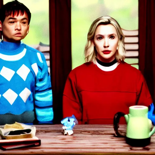 Prompt: twin peaks, blues clues, 4 k film still