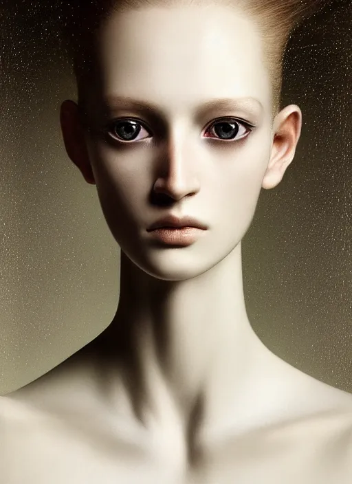 Prompt: extremely detailed, intricate photrealistic portrait beautiful female android, art by paolo roversi,