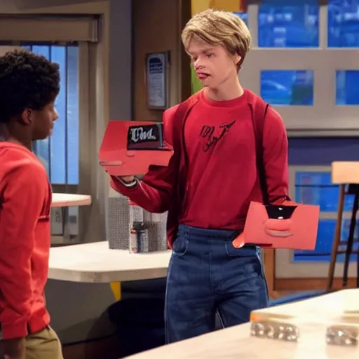 Image similar to jace norman as henry hart from henry danger trying to order pizza