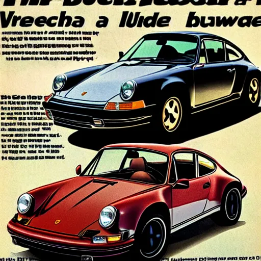 Image similar to vintage porsche 911 advertisement