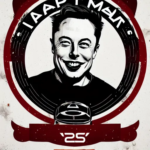 Image similar to happy elon musk, 2 d matte colors, poster style