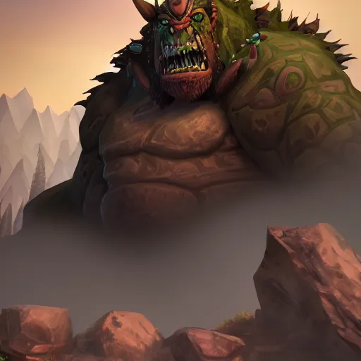 Prompt: mountain giant made of rocks world of warcraft portrait 8 k
