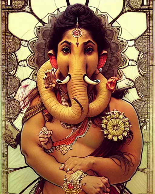 Prompt: amazing lifelike award winning pencil illustration of Ganesha trending on art station artgerm Greg rutkowski alphonse mucha cinematic