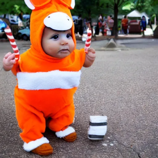 Image similar to cute baby chick dressed as an inmate