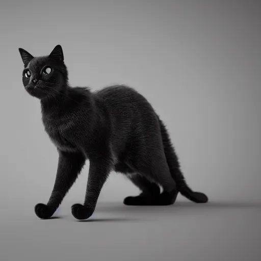 Image similar to Isometric black cat, octane render, realistic lighting