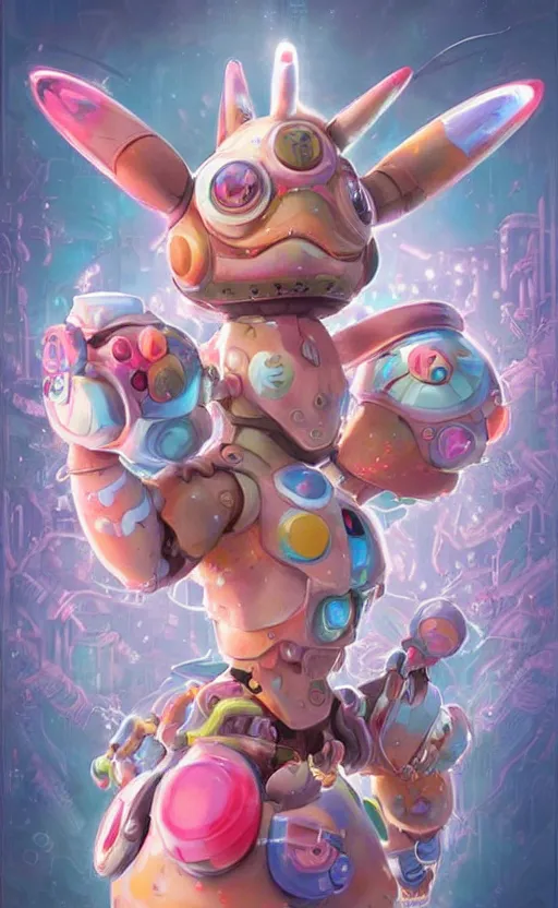 Image similar to lofi BioPunk Pokemon Sylveon portrait Pixar style by Tristan Eaton_Stanley Artgerm and Tom Bagshaw,