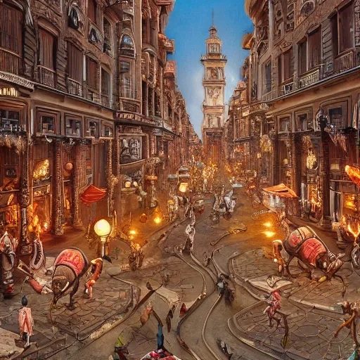 Prompt: gigantic ants walking through the center of a town, extreme detail, abstract realism, highly ornate intricate details, 1 9 2 0's colored pencil, 4 k, cinematic lighting,