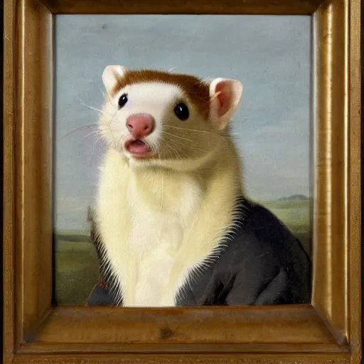 Image similar to Ferret in a general outfit, painted by Jan Willem Pieneman, Courageous, Bold,