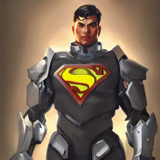 Image similar to greg manchess portrait painting of light armored superman as overwatch character, medium shot, asymmetrical, profile picture, organic painting, sunny day, matte painting, bold shapes, hard edges, street art, trending on artstation, by huang guangjian and gil elvgren and sachin teng