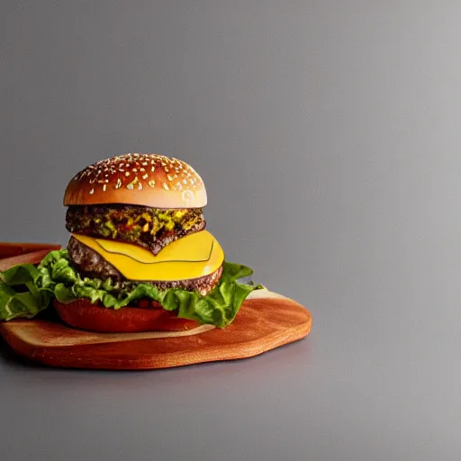 Image similar to cheeseburger as fine jewelry. 4 k, product lighting, dramatic lighting.