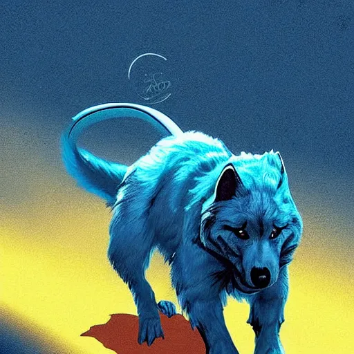 Image similar to the predator hunting a blue dog with large paws, digital art from tumblr