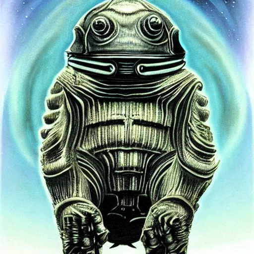 Prompt: the alien transcendent cosmic tardigrade that awaits you at the end of all of space and time, by h. g. giger