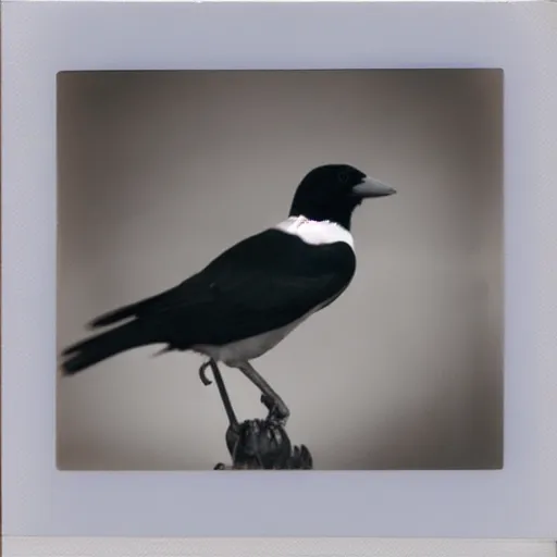 Image similar to magpie, beautiful polaroid photo, pinhole, color