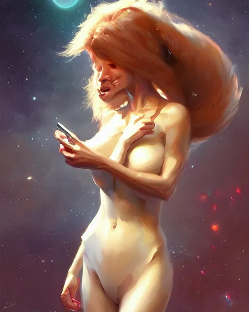 Prompt: a potrait of a space fanstasy cat, fine details. night setting. realistic shaded lighting poster by craig mullism, artgerm, jeremy lipkin and michael garmash, unreal engine, radiant light, detailed and intricate environment, digital art, trending on art station