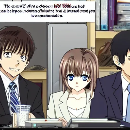 Image similar to the office tv show(2005) if it were an anime high detail