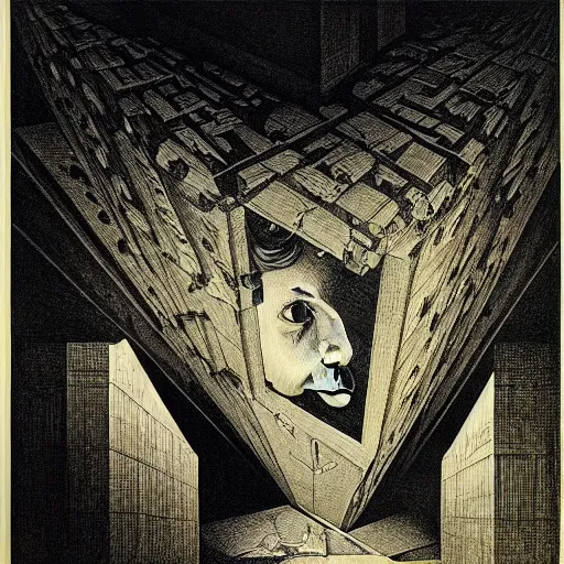 Image similar to lithography on paper secret lair conceptual figurative post - morden monumental dynamic portrait by goya and escher and hogarth, illusion surreal art, highly conceptual figurative art, intricate detailed illustration, controversial poster art, polish poster art, geometrical drawings, no blur