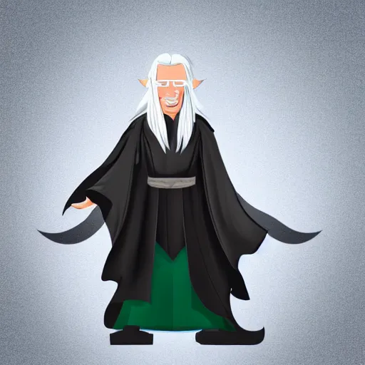 Prompt: noble elf male in black robes, long white hair, smiling, sunglasses, shaven, hyperrealistic