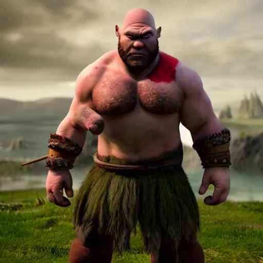 Image similar to kratos standing next to shrek, highly detailed, high quality, hd, 4 k, 8 k, canon 3 0 0 mm, professional photographer, 4 0 mp, lifelike, top - rated, award winning, realistic, sharp, no blur, edited, corrected, trending