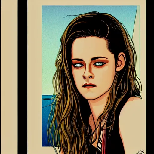 Image similar to “ kristen stewart retro minimalist portrait by jean giraud, moebius starwatcher comic, 8 k ”