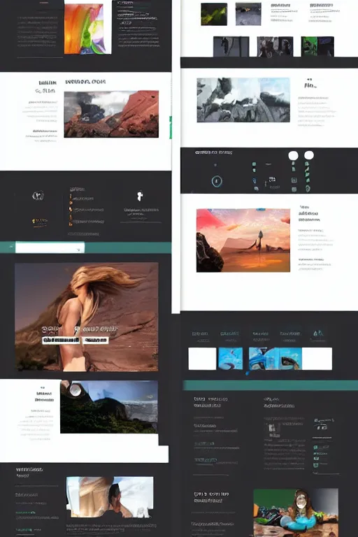 Image similar to website layout for digital artist, clean modern colorful ui