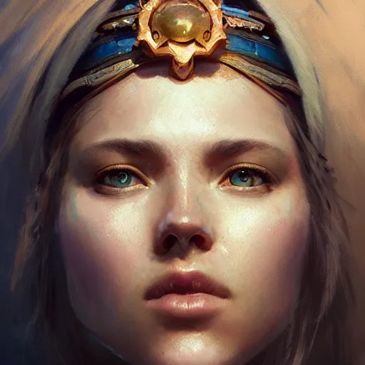 Image similar to a beautiful portrait of a sky goddess by Greg Rutkowski and Raymond Swanland, Trending on Artstation, ultra realistic digital art