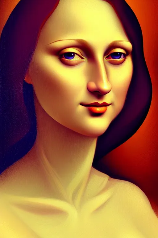 Image similar to beautiful portrait of a woman, not mona lisa pose, intricate, elegant, highly detailed, digital painting, artstation, concept art, smooth, sharp focus, illustration, art by lisa frank and jim lee character portrait