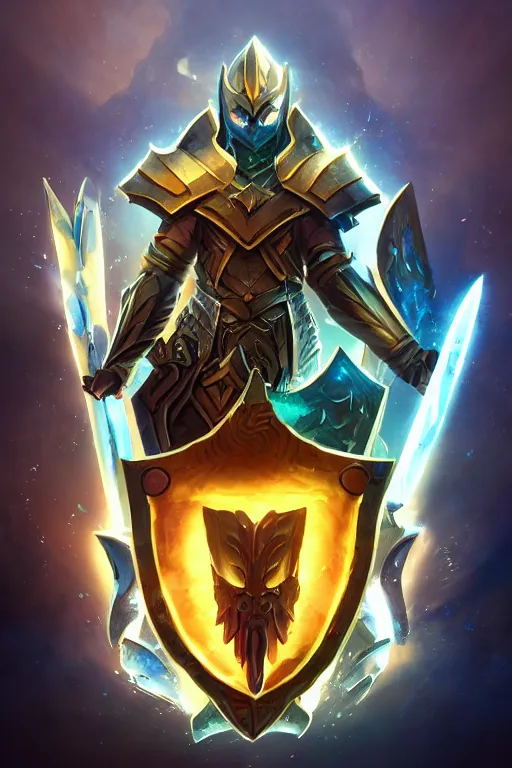 Image similar to shield fantasy epic legends game icon stylized digital illustration radiating a glowing aura global illumination ray tracing hdr fanart arstation by ian pesty and katarzyna da „ bek - chmiel