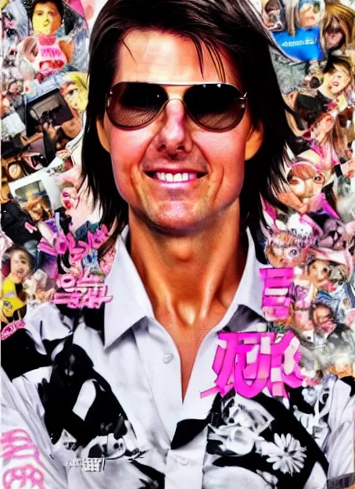 Image similar to Tom Cruise as a harajuku ganguro, portrait photo