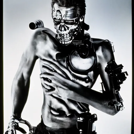 Prompt: the terminator, richard avedon large format film photograph