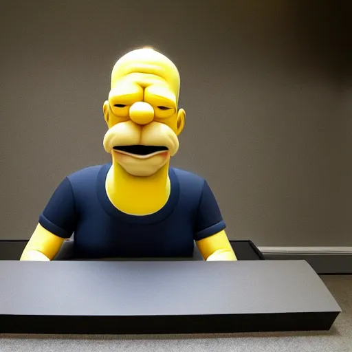 Image similar to ron mueck sculpture of homer simpson