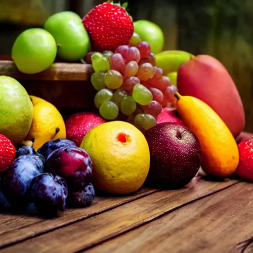 Prompt: fruits on a table