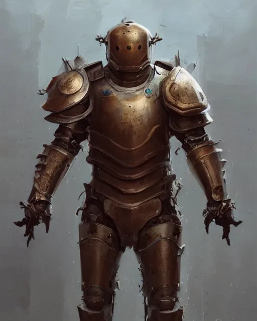 Image similar to Hyper realistic painting of an empty suit of rusty full plate armour animated by magic, dark fantasy, fantasy armor, hyper detailed, by greg rutkowski, trending on artstation